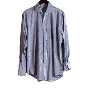 Jack Stone by Thomas Dean Contrasting Cuff Long Sleeve Button Collar Shirt Large